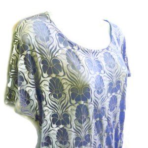 Merrell Top Floral Purple Dolman Side Hip Tie M